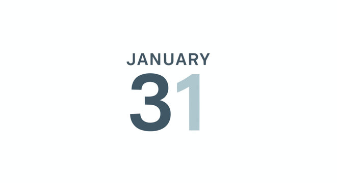 January 31 Calendar Date Typography Graphic Icon Design for Personal Organizer Schedule and Planning Projects