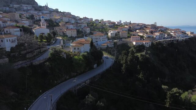 Sunrise flight in Albrania seaside