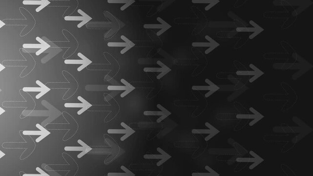 Abstract background with many right pointing arrows and flowing motion dark gradient space for text animation