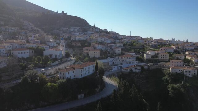 Sunrise flight in Albrania seaside