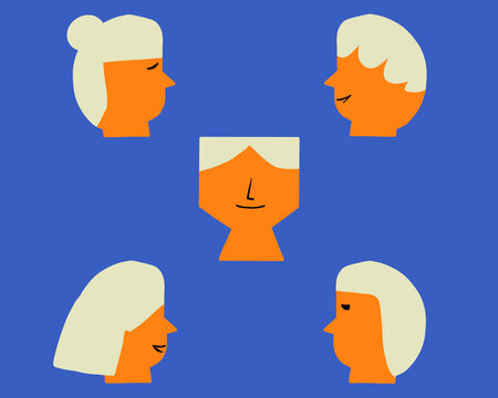 People profiles on blue background