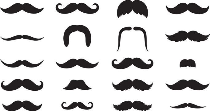 Collection of various mustache styles and shapes