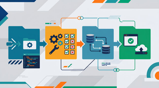 Software Development Lifecycle DevOps CI CD Pipeline and Automation Workflow Vector Illustration