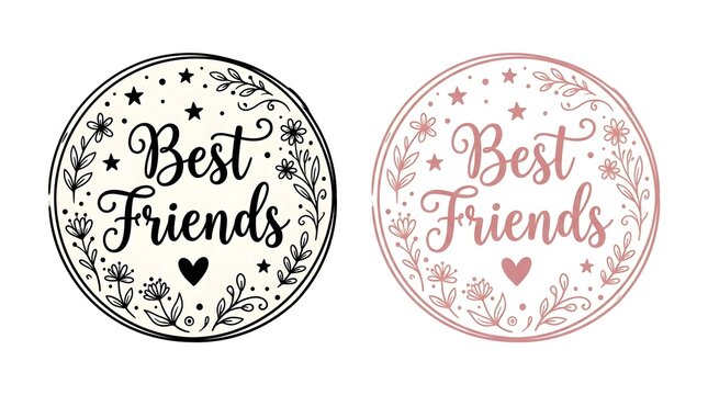 Friendship day graphic 'best friends' floral wreath design for celebrations