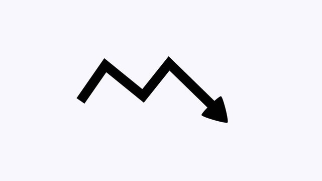 Downward zigzag arrow symbolizing decline loss or falling trend animation