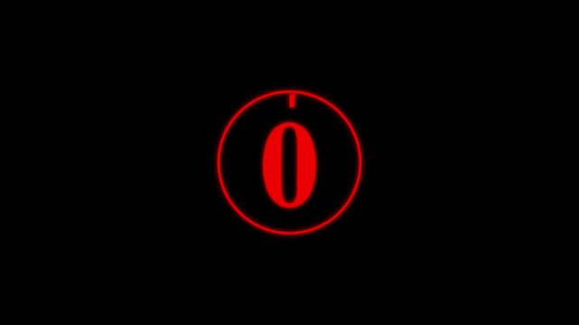 3 to 0 seconds circle countdown timer animation for teaser video. Three second circular countdown clock for ultimate final sale and offer.