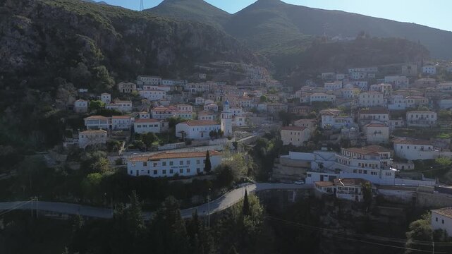 Sunrise flight in Albrania seaside