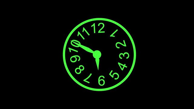 Clock face with tilted numbers and hands showing the passing of time concept animation