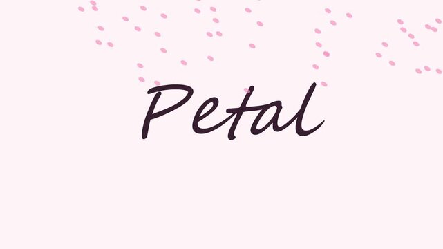 Petal text animation with falling pink flower petals on soft pastel 4k background