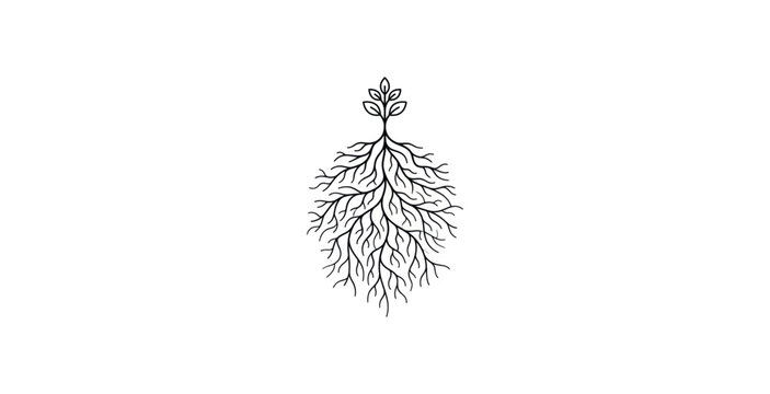 Minimalist Plant Root Vector Illustration