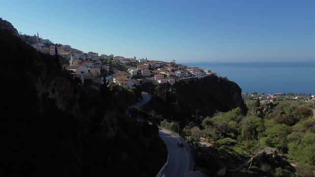 Sunrise flight in Albrania seaside