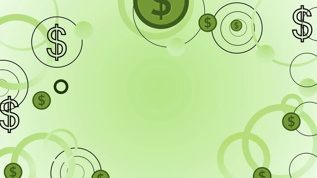 Abstract finance background with dollar symbols animation