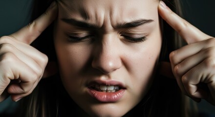 Fototapeta premium Woman with headache pain.