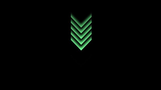 Green glowing chevron arrows motion loop for ui and navigation