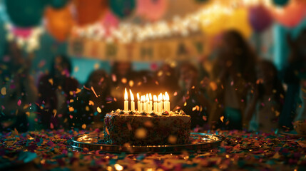 Fototapeta premium a festive, brightly lit indoor birthday celebration