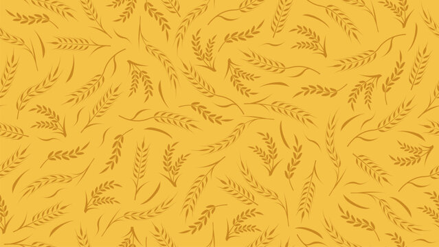 Wheat background. Wheat or rice seamless pattern background. Wheat ears endless motif wallpaper