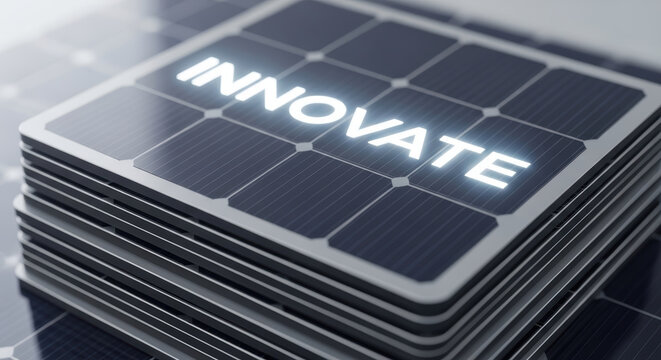 Innovate solar panel stack sustainable business practices concept with clean energy technology for future power solutions