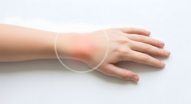 Wrist pain and inflammation on a human hand