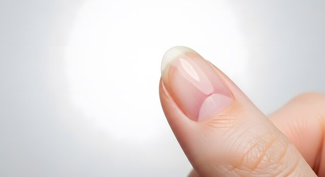 Close up of a healthy fingernail on a finger tip