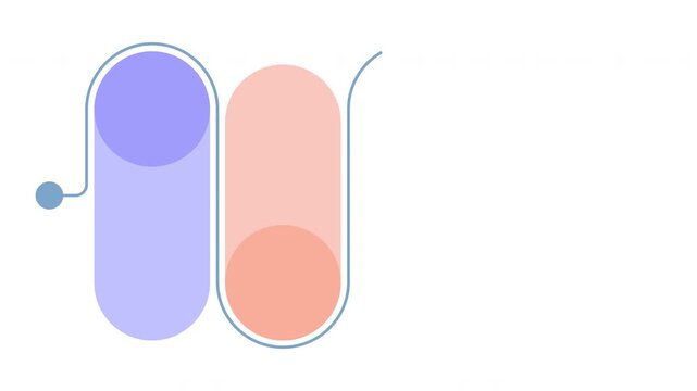 Animated Minimalist Infographic Timeline with Four Rounded Step Cards, Circular Indicators and Flowing Wave Connector on Transparent Alpha Channel for Business Process Presentation in 4K