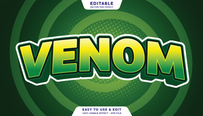 Venom editable text effect with green and yellow comic style on spiral background © Al