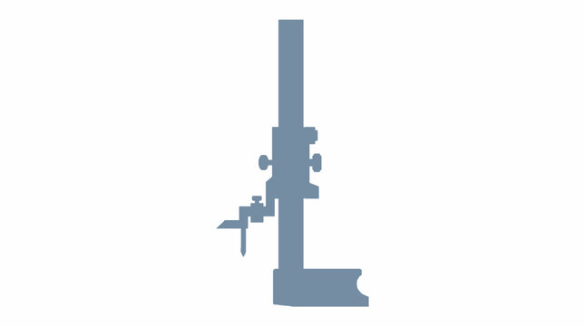 Silhouette of a vernier height gauge, a precision measuring instrument used in engineering and manufacturing