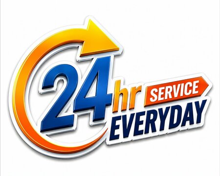 24 hour service everyday modern colorful badge logo design