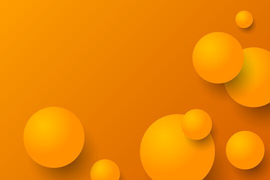 Floating Orange Spheres Background. Abstract Summer or Autumn Backdrop. Vector Illustration