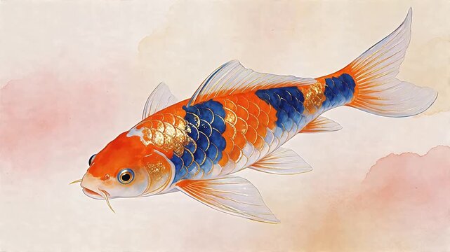 Colorful ornamental fish in artistic painting