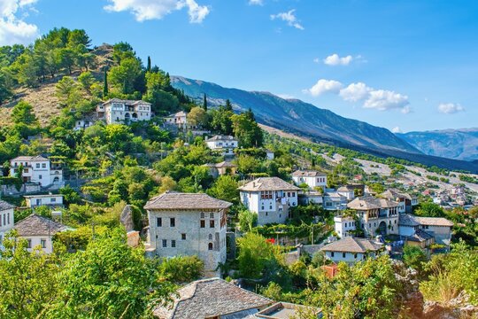 Gjirokaster, Albania. UNESCO old town from Ottoman period known as the stone city.