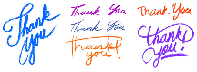 Thank You Hand Lettering Crayon Chalk Drawing Doodle Vector Set © Grunge Designs