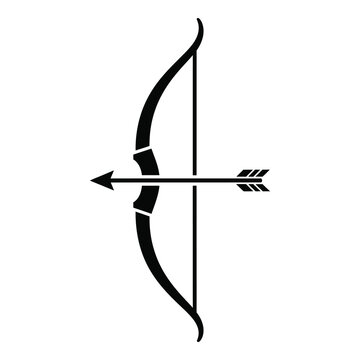 Black silhouette of a bow and arrow  hunting and archery equipment icon