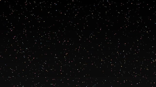 Twinkling multi-colored rainbow starfield on a black background