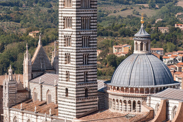 Obraz premium Tuscan Skykeepers Watching Over Centuries of Marble and Rolling Hills