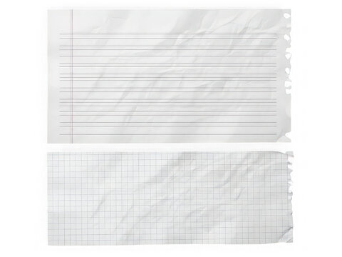 Cursive handwriting practice sheets on lined paper isolated on transparent background