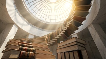 Obraz premium Teacher's day concept staircase to knowledge with books leading to a bright future