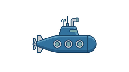 Obraz premium Creative of a Blue Modern Submarine with Three Circular Windows and Propeller with high quality professional line art symbols for modern creative design and digital branding projects