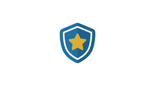 Creative Shield Icon with Yellow Star Modern Blue and Gold Security Badge Design for Branding Apps or Websites