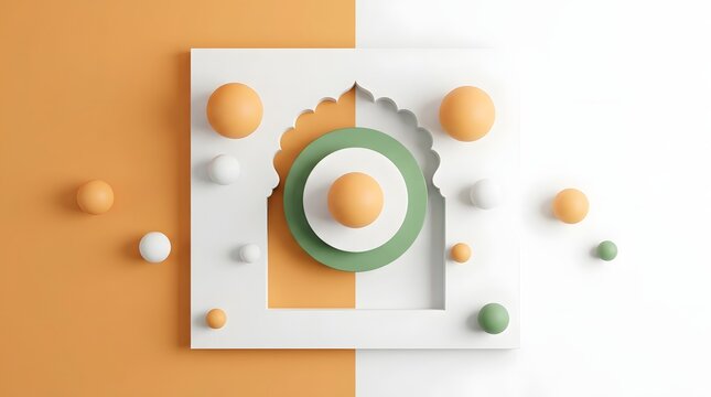 India independent day celebration abstract 3d render with national flag colors