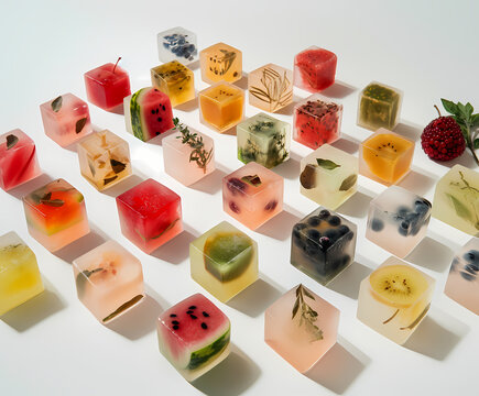 Vibrant Fruit Ice Cubes with Hidden Surprises