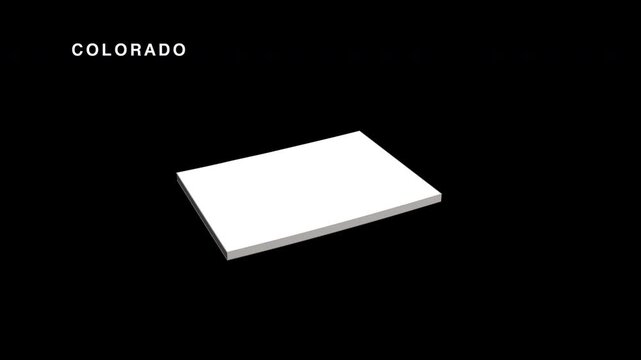White colorado state map rotating on black background
