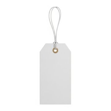 Plain grey tag attached with a white string for product labeling or gift wrapping