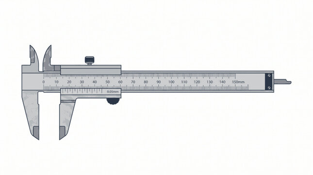 Precision vernier caliper measurement tool isolated on white background