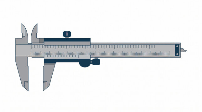 Vernier caliper vector illustration, precision sliding scale measuring tool for engineering and draft work