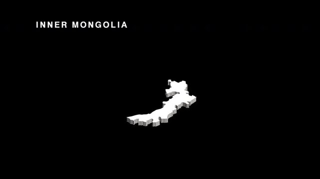 Inner mongolia map rotating in three dimensions