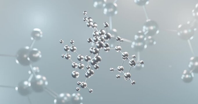 Sevabertinib rotating 3d molecule, molecular structure of antineoplastic agent seamless video
