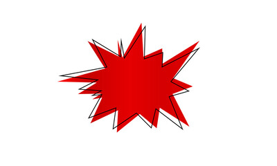 Fototapeta premium Red abstract explosion shape with black outline on transparent background.