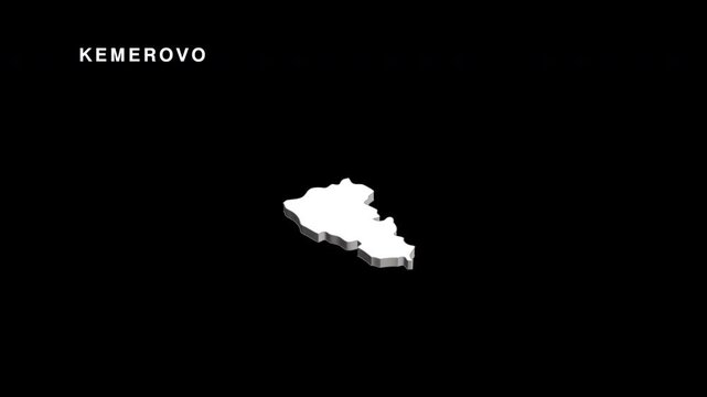 Kemerovo region russia map rotating in 3d animation