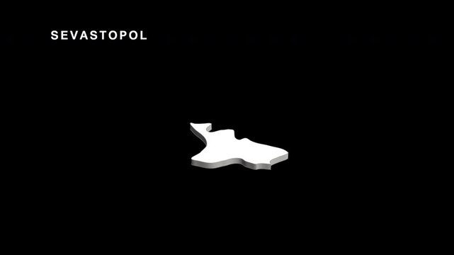 Sevastopol city map rotating in three dimensions