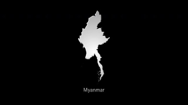 Myanmar map showing particles and hologram